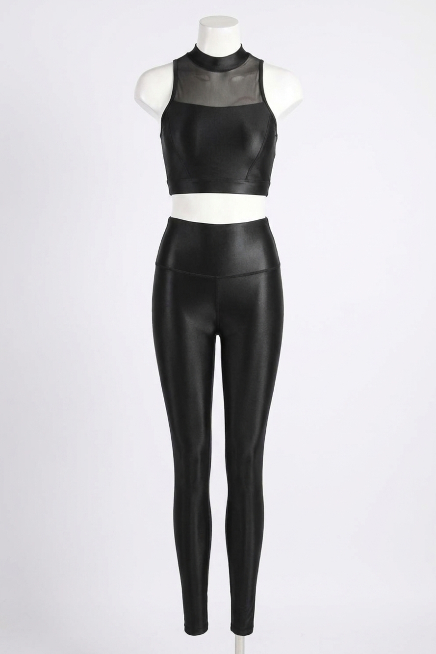 NEW BLOCH mirella glow high neck crop top in black